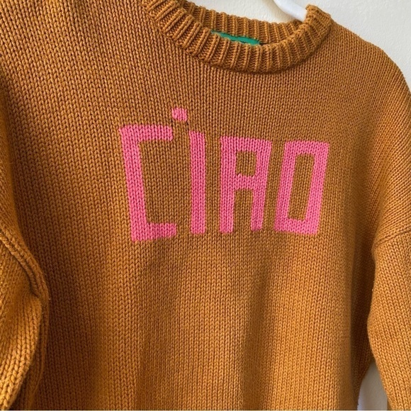 New Clare V Ciao Crewneck Pullover Crewneck Knit Sweater Gingernut Brown Small - Picture 7 of 15